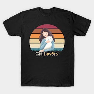 cat lover woman Retro Vintage T-Shirt